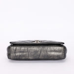 Chanel Single Flap Gun Metal Grey Crinkled Calfskin RHW