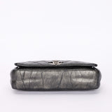 Chanel Single Flap Gun Metal Grey Crinkled Calfskin RHW