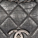 Chanel Single Flap Gun Metal Grey Crinkled Calfskin RHW