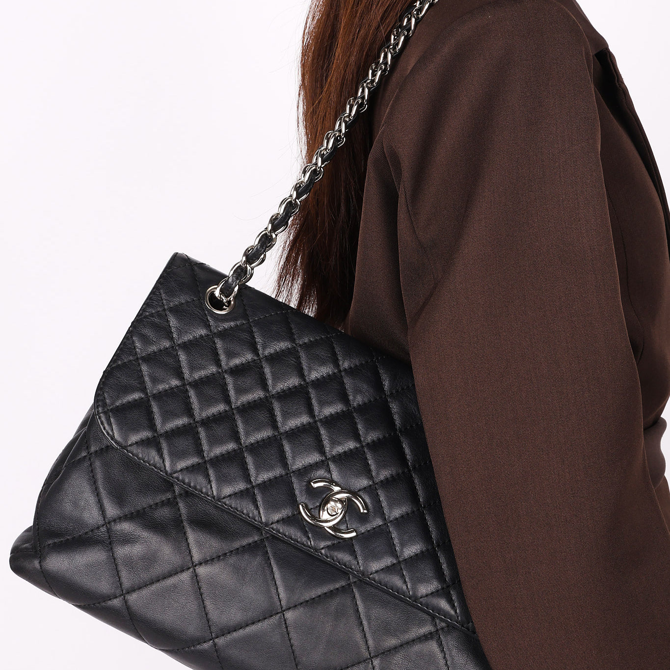 Chanel Single Flap Black Calfskin SHW