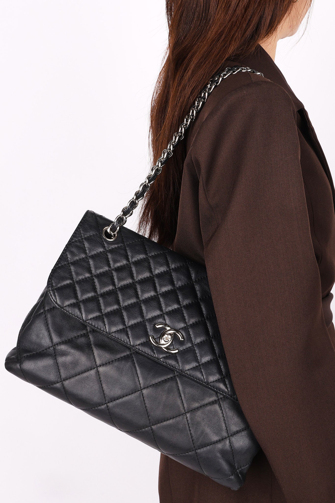 Chanel Single Flap Black Calfskin SHW