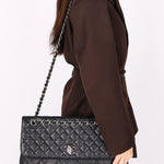 Chanel Single Flap Black Calfskin SHW