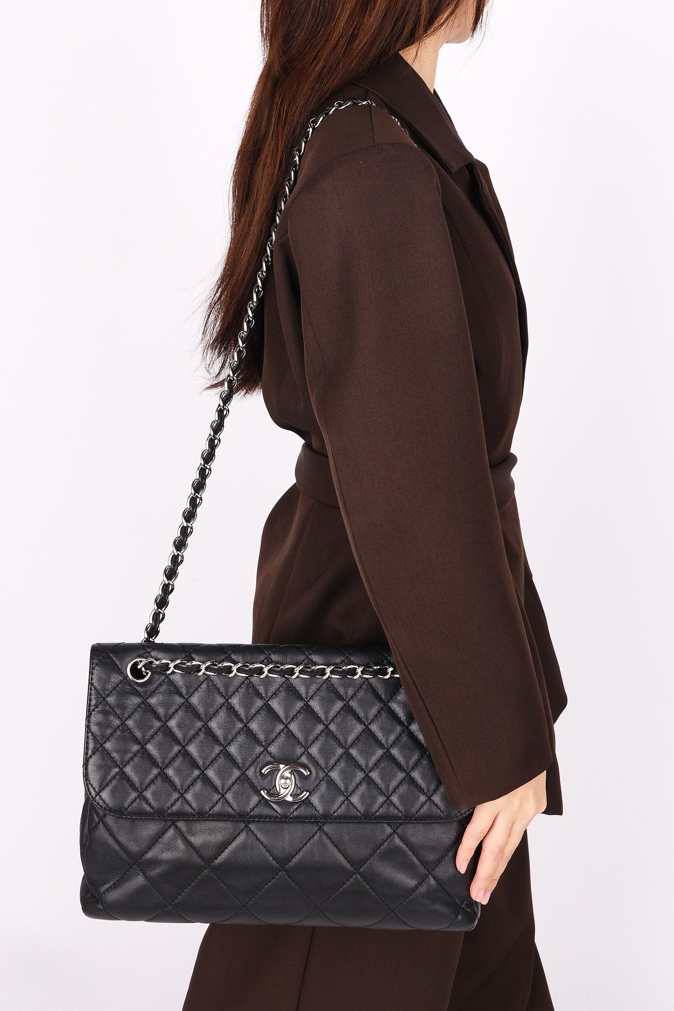Chanel Single Flap Black Calfskin SHW