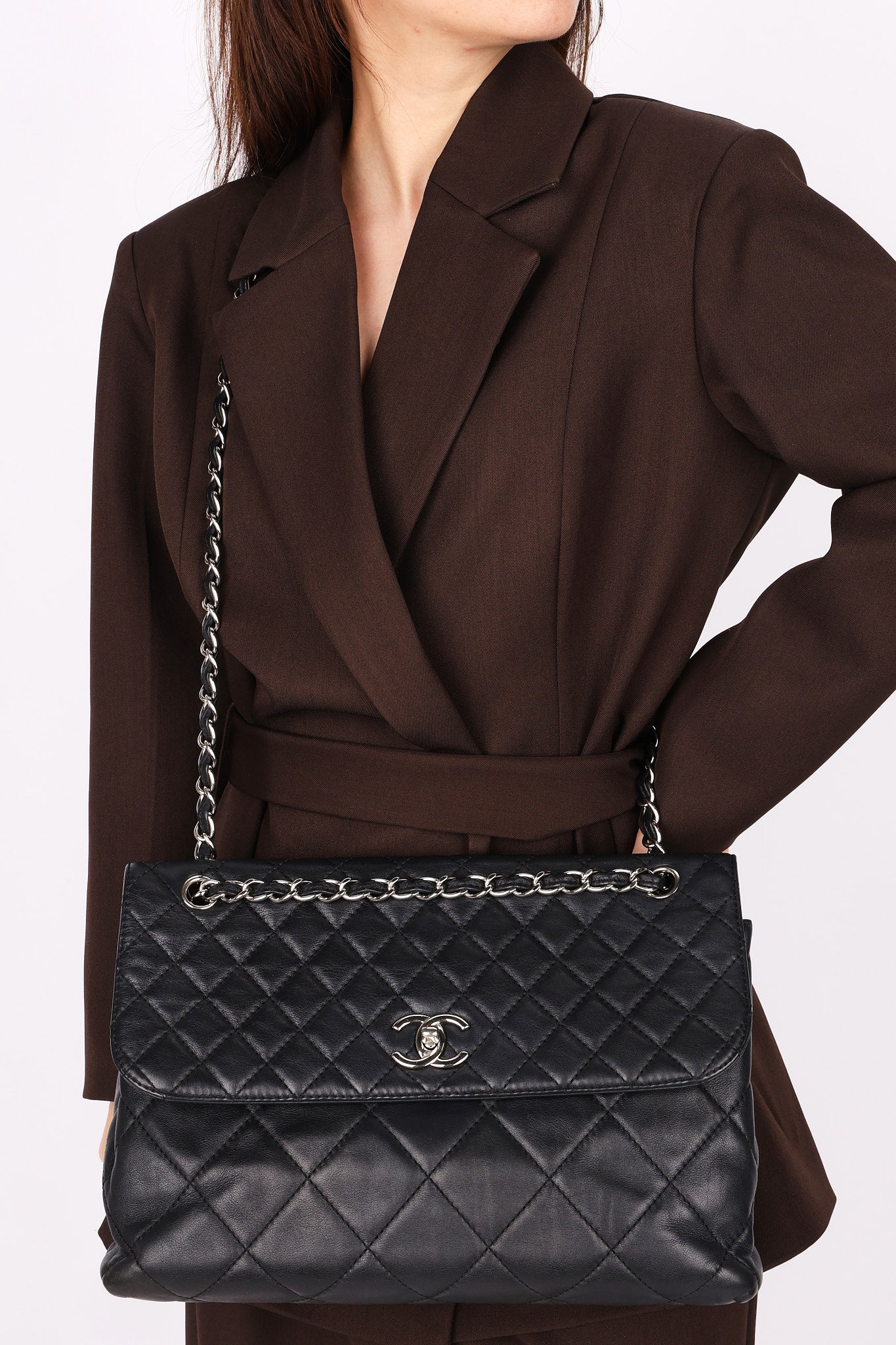 Chanel Single Flap Black Calfskin SHW