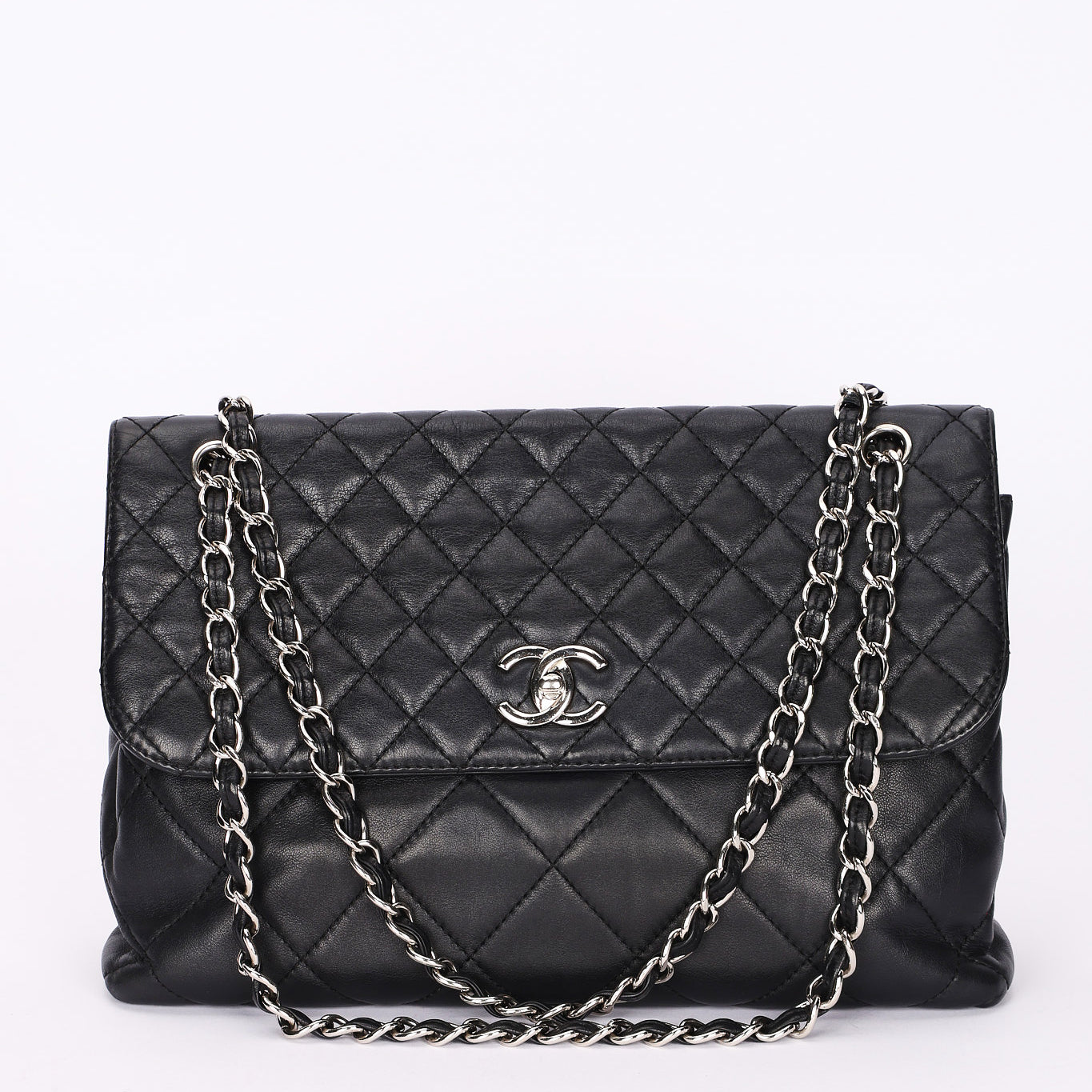 Chanel Single Flap Black Calfskin SHW