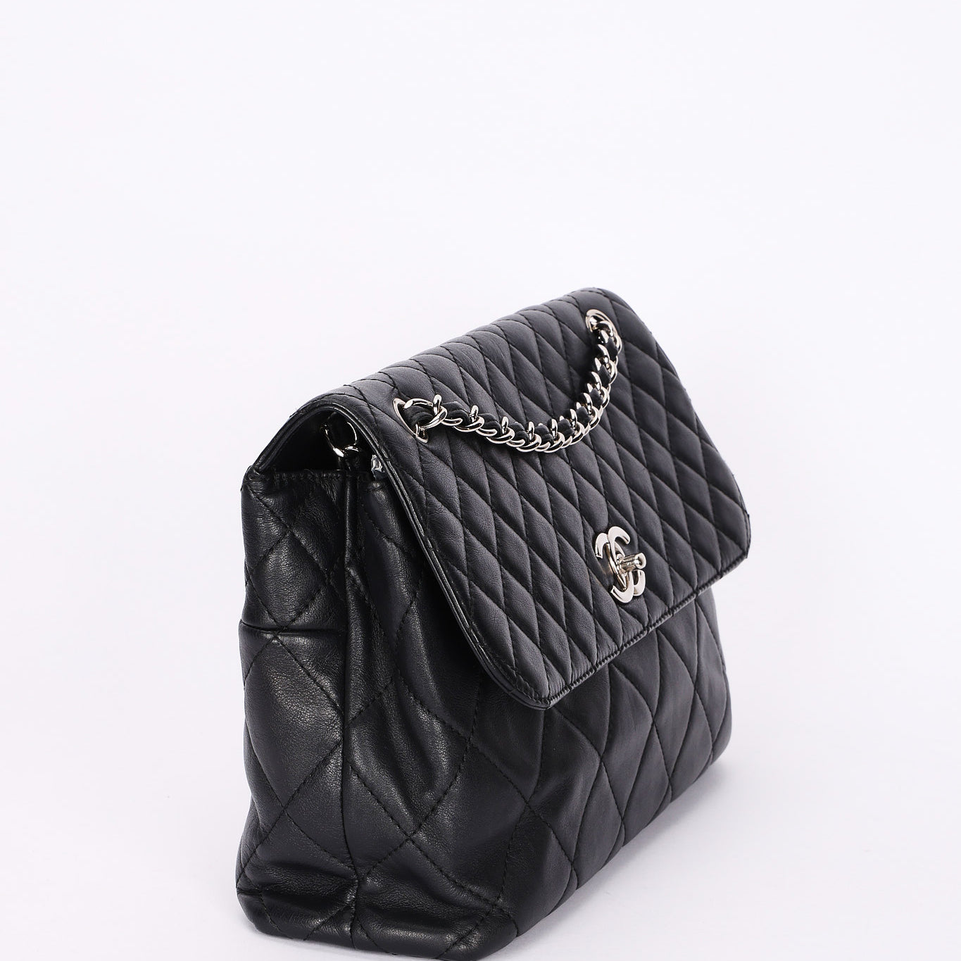 Chanel Single Flap Black Calfskin SHW