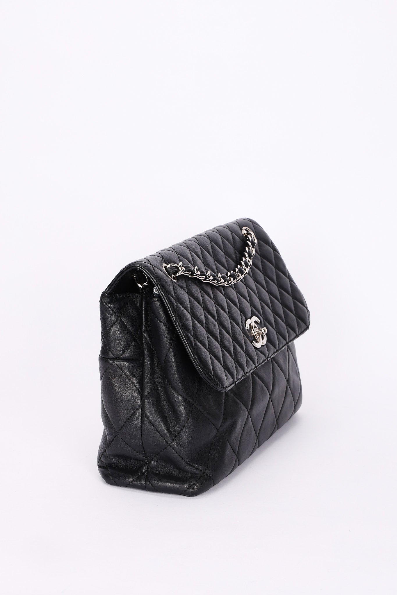 Chanel Single Flap Black Calfskin SHW