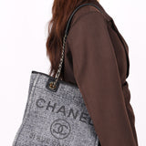 Chanel Mini Deauville Tote Navy Lurex Boucle 2022 CGHW