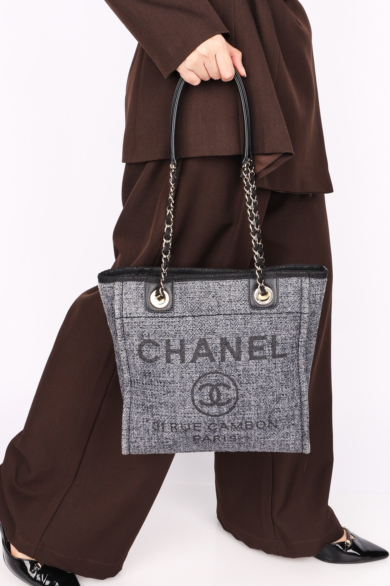 Chanel Mini Deauville Tote Navy Lurex Boucle 2022 CGHW