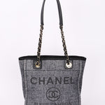 Chanel Mini Deauville Tote Navy Lurex Boucle CGHW