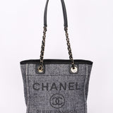 Chanel Mini Deauville Tote Navy Lurex Boucle CGHW