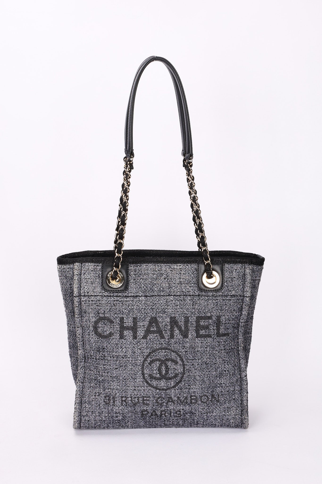 Chanel Mini Deauville Tote Navy Lurex Boucle CGHW