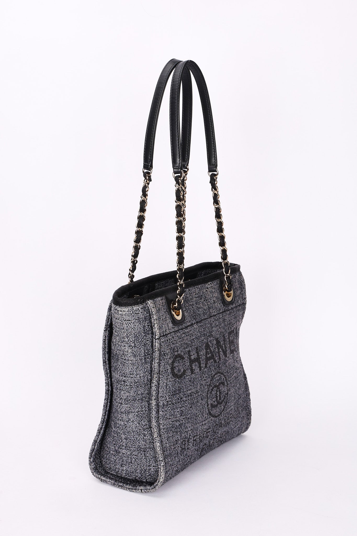 Chanel Mini Deauville Tote Navy Lurex Boucle CGHW