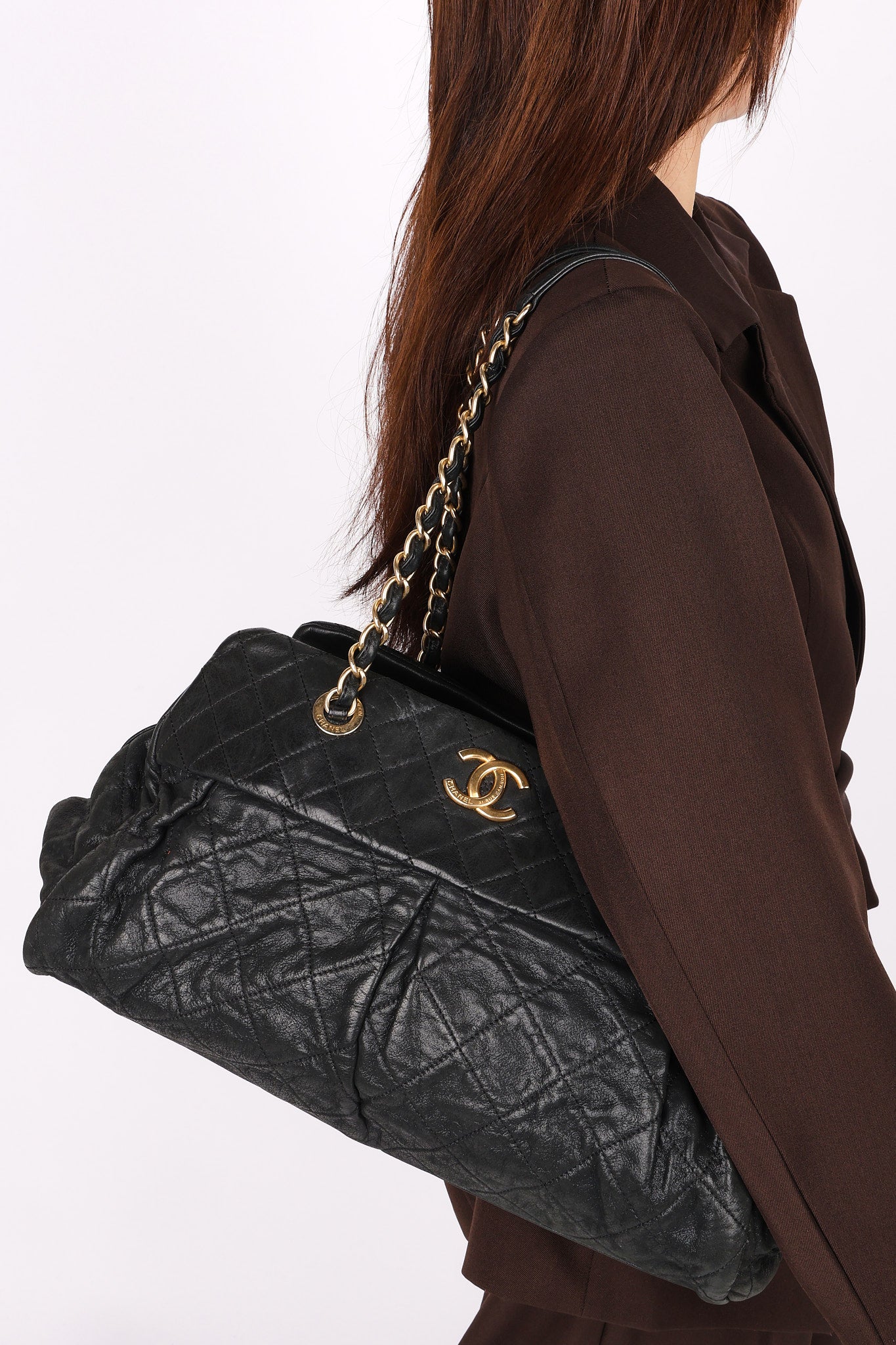 Chanel Bag Black Soft Crinkled Calfskin AGHW