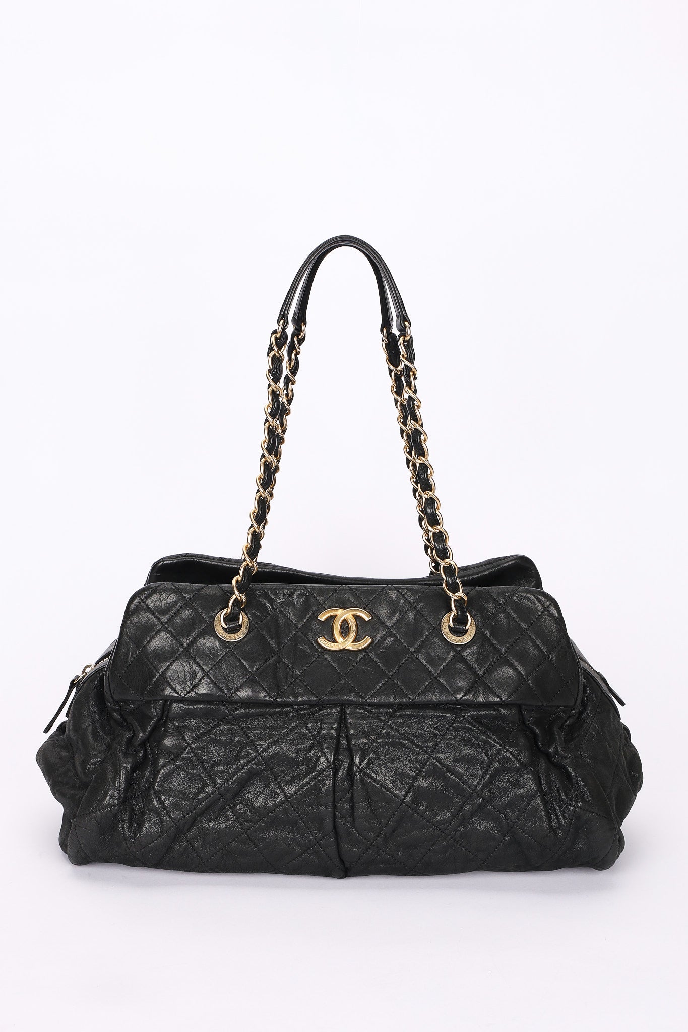 Chanel Bag Black Soft Crinkled Calfskin AGHW
