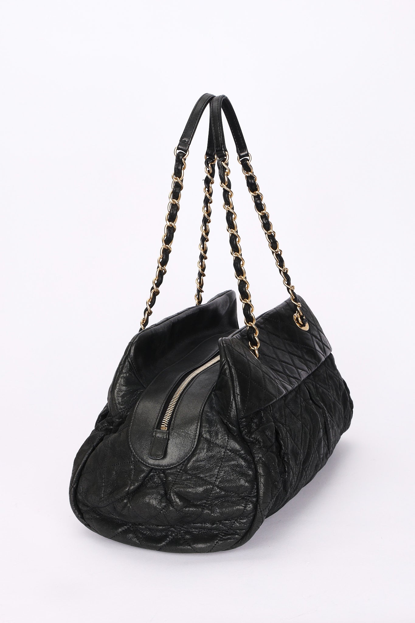 Chanel Bag Black Soft Crinkled Calfskin AGHW