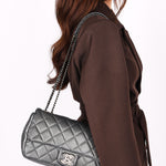 Chanel Medium Single Flap Metallic Gunmetal RHW