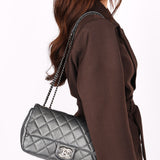 Chanel Medium Single Flap Metallic Gunmetal RHW