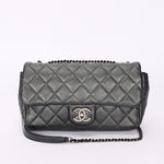 Chanel Medium Single Flap Metallic Gunmetal RHW
