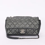 Chanel Medium Single Flap Metallic Gunmetal RHW