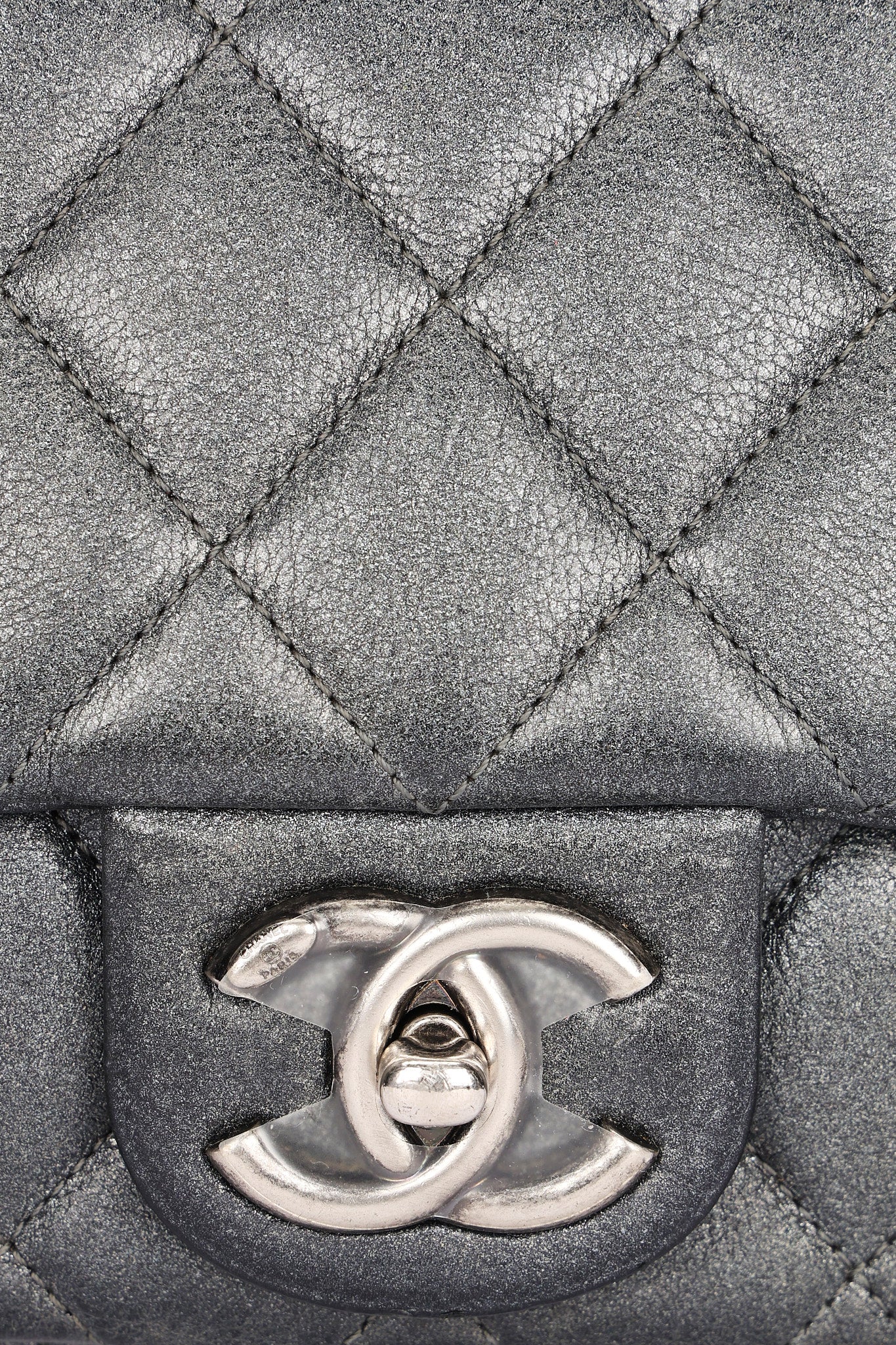Chanel Medium Single Flap Metallic Gunmetal RHW