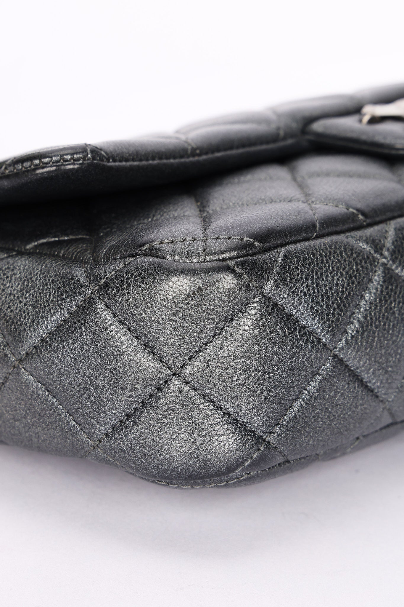 Chanel Medium Single Flap Metallic Gunmetal RHW