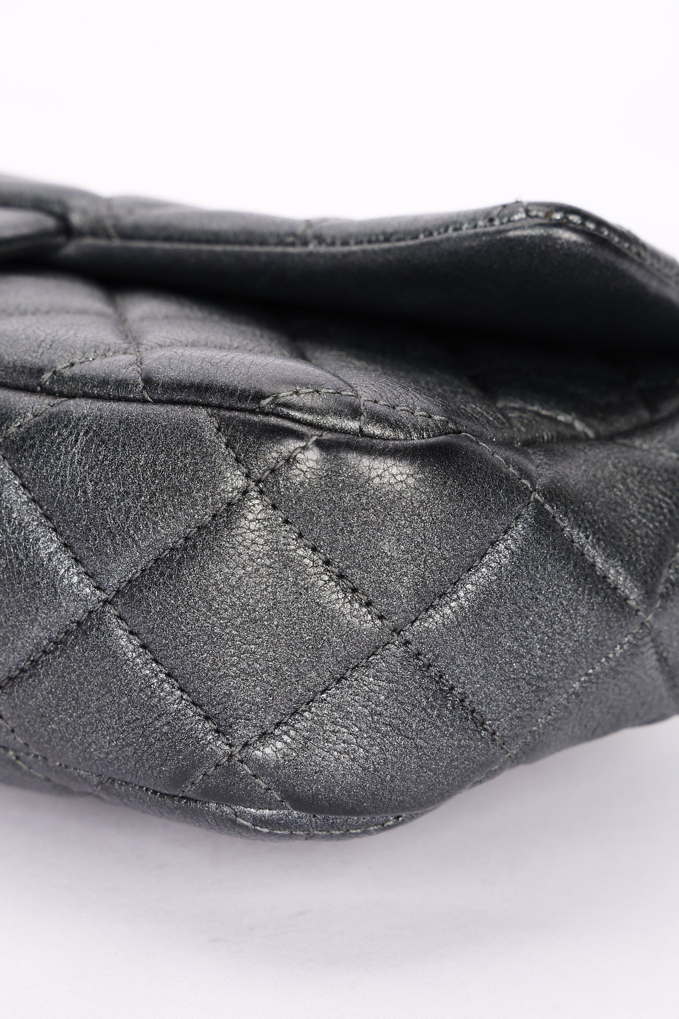 Chanel Medium Single Flap Metallic Gunmetal RHW