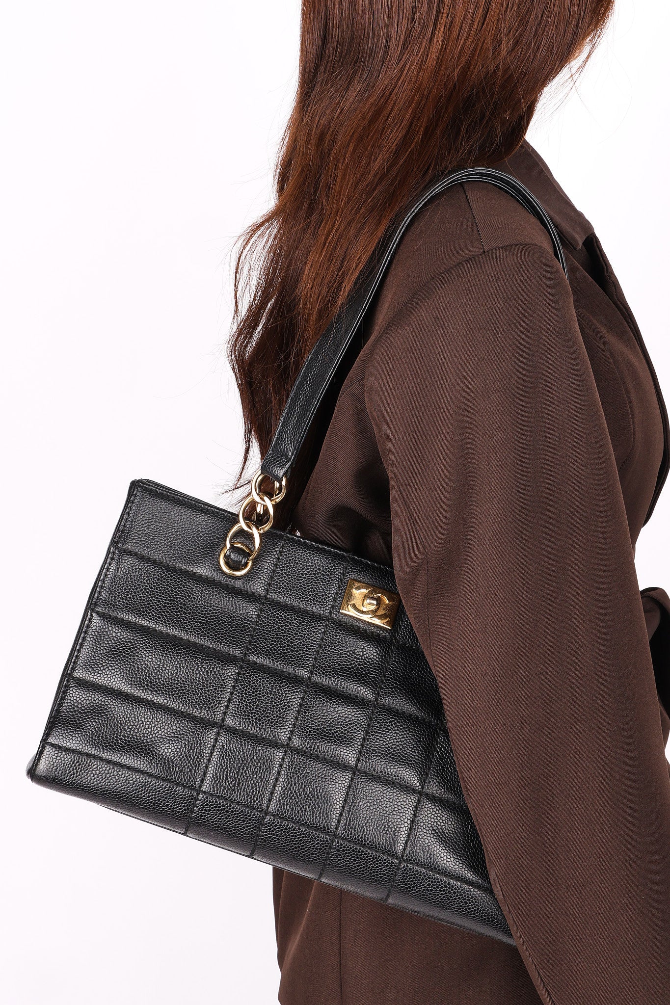 Chanel Chocolate Bar Tote Black Caviar 2002 GHW