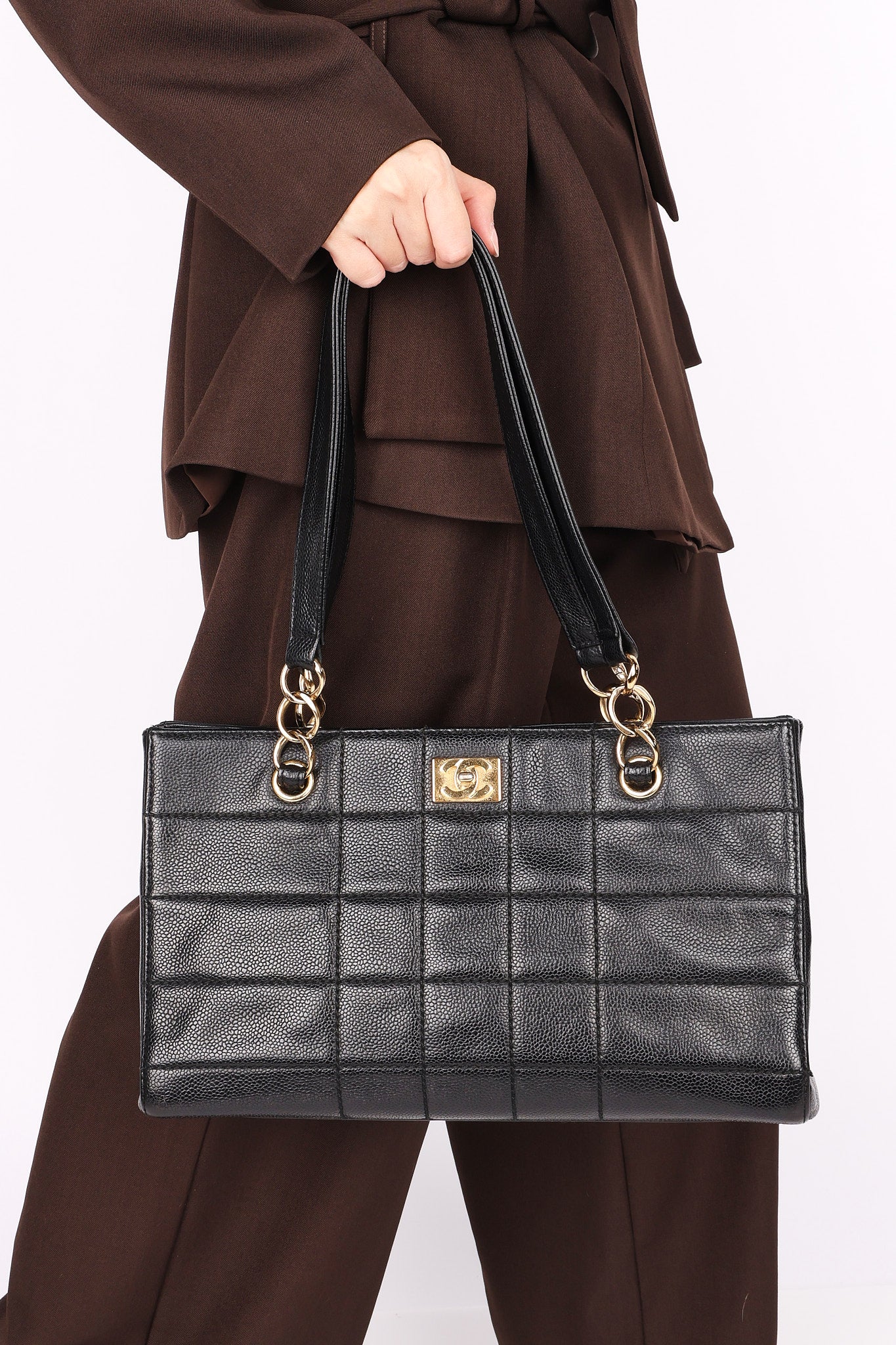 Chanel Chocolate Bar Tote Black Caviar 2002 GHW