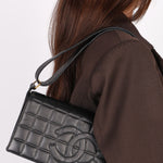 Chanel Chocolate Bar Shoulder Bag Black Calfskin GHW