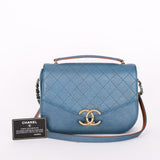 Chanel Thread Around Cuba Shoulder Bag Blue Caviar GHW