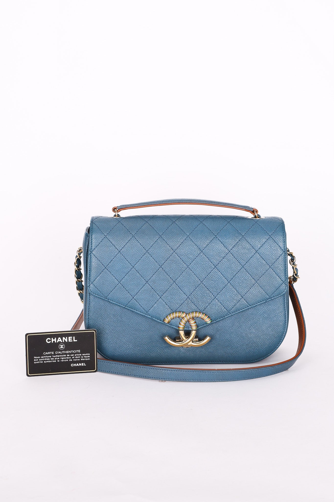 Chanel Thread Around Cuba Shoulder Bag Blue Caviar GHW