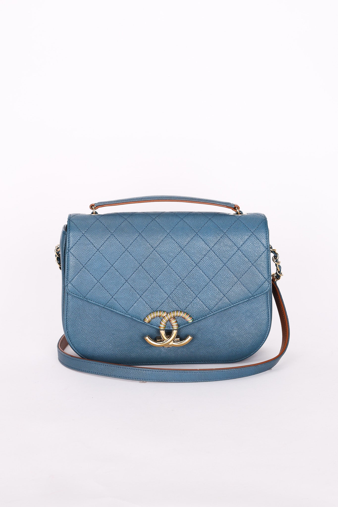 Chanel Thread Around Cuba Shoulder Bag Blue Caviar GHW