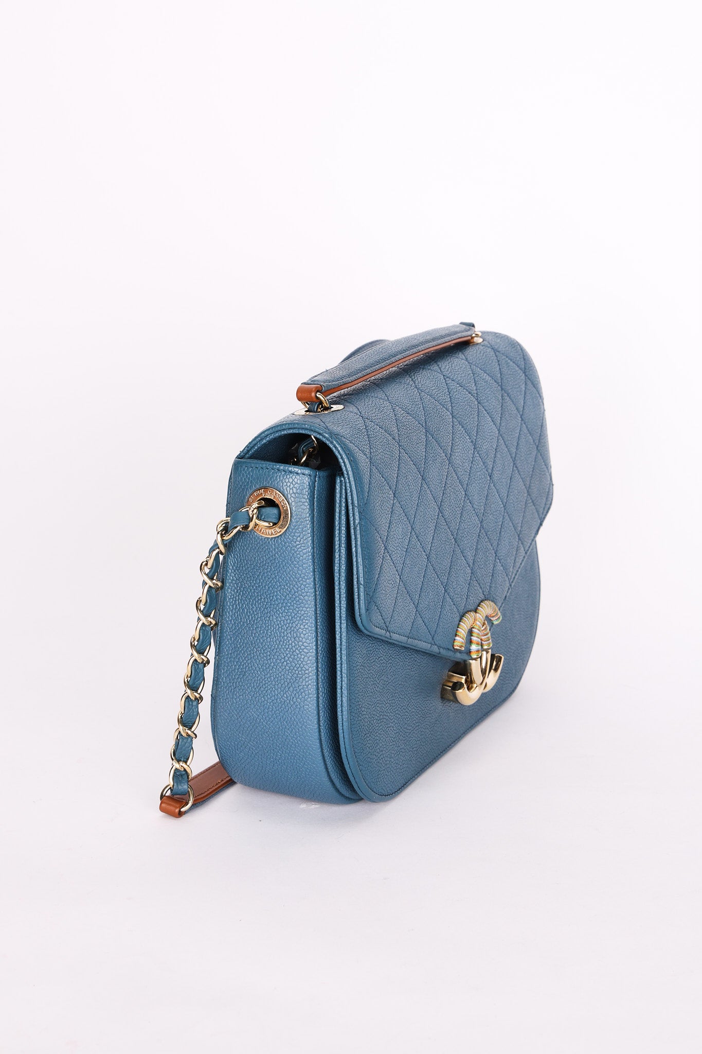 Chanel Thread Around Cuba Shoulder Bag Blue Caviar GHW