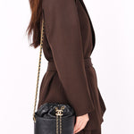 Chanel Drawstring Bucket Bag Black Lambskin and Caviar AGHW