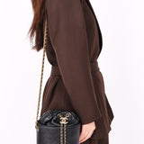 Chanel Drawstring Bucket Bag Black Lambskin and Caviar AGHW