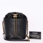 Chanel Drawstring Bucket Bag Black Lambskin and Caviar AGHW