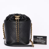 Chanel Drawstring Bucket Bag Black Lambskin and Caviar AGHW