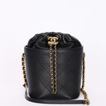 Chanel Drawstring Bucket Bag Black Lambskin and Caviar AGHW