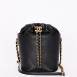 Chanel Drawstring Bucket Bag Black Lambskin and Caviar AGHW
