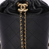 Chanel Drawstring Bucket Bag Black Lambskin and Caviar AGHW
