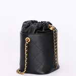 Chanel Drawstring Bucket Bag Black Lambskin and Caviar AGHW