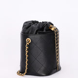 Chanel Drawstring Bucket Bag Black Lambskin and Caviar AGHW