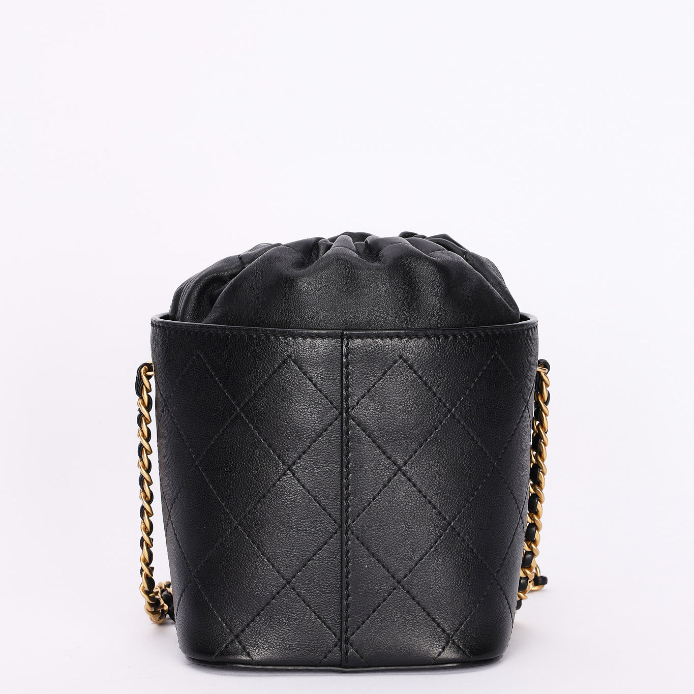 Chanel Drawstring Bucket Bag Black Lambskin and Caviar AGHW