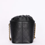 Chanel Drawstring Bucket Bag Black Lambskin and Caviar AGHW