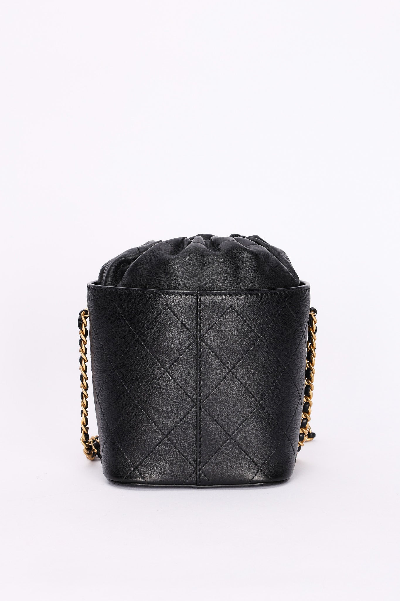 Chanel Drawstring Bucket Bag Black Lambskin and Caviar AGHW