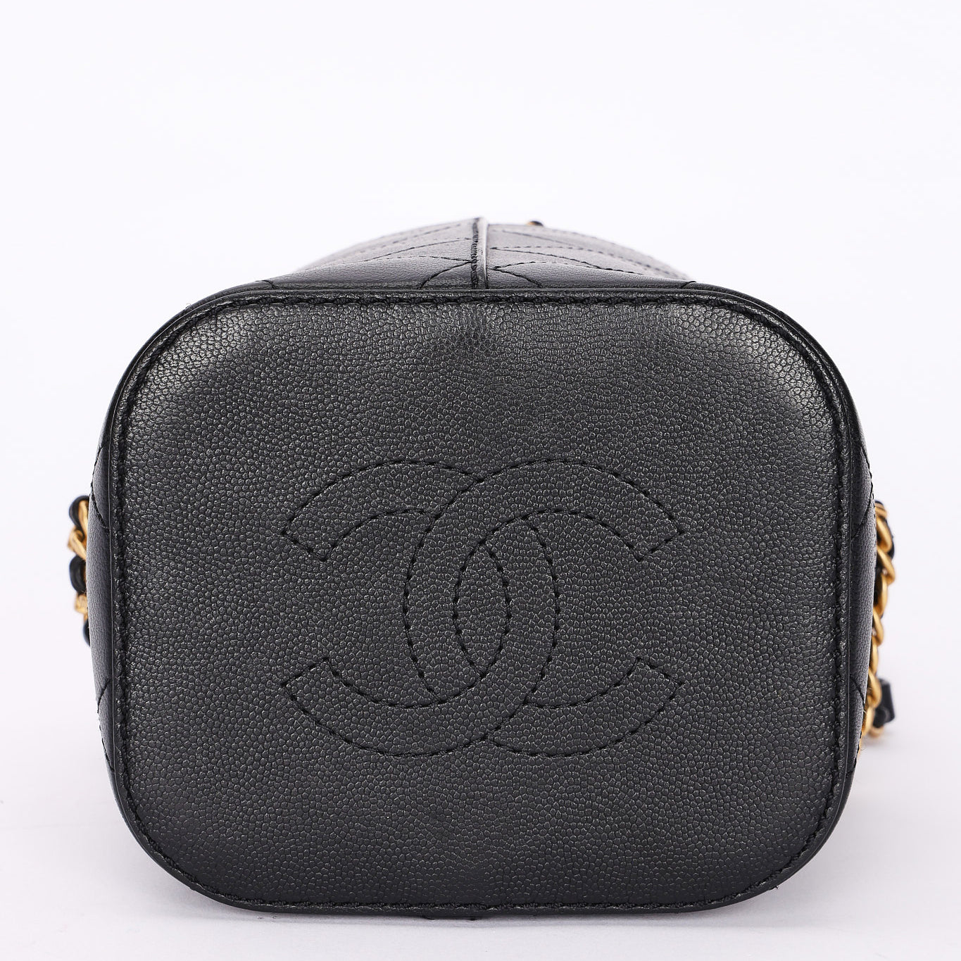 Chanel Drawstring Bucket Bag Black Lambskin and Caviar AGHW