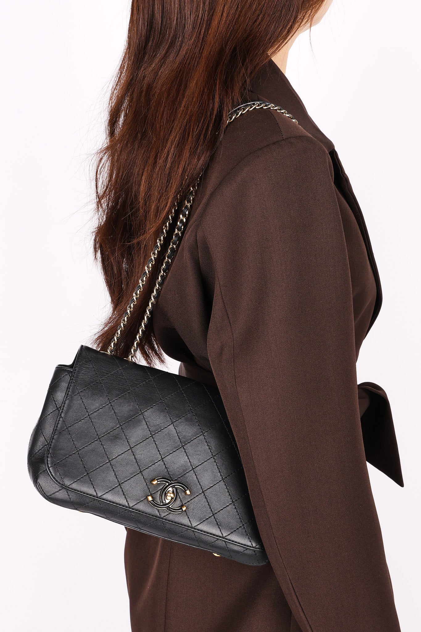 Chanel Single Flap Black Calfskin 2019 AGHW