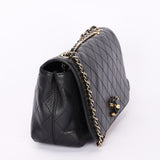 Chanel Single Flap Black Calfskin AGHW