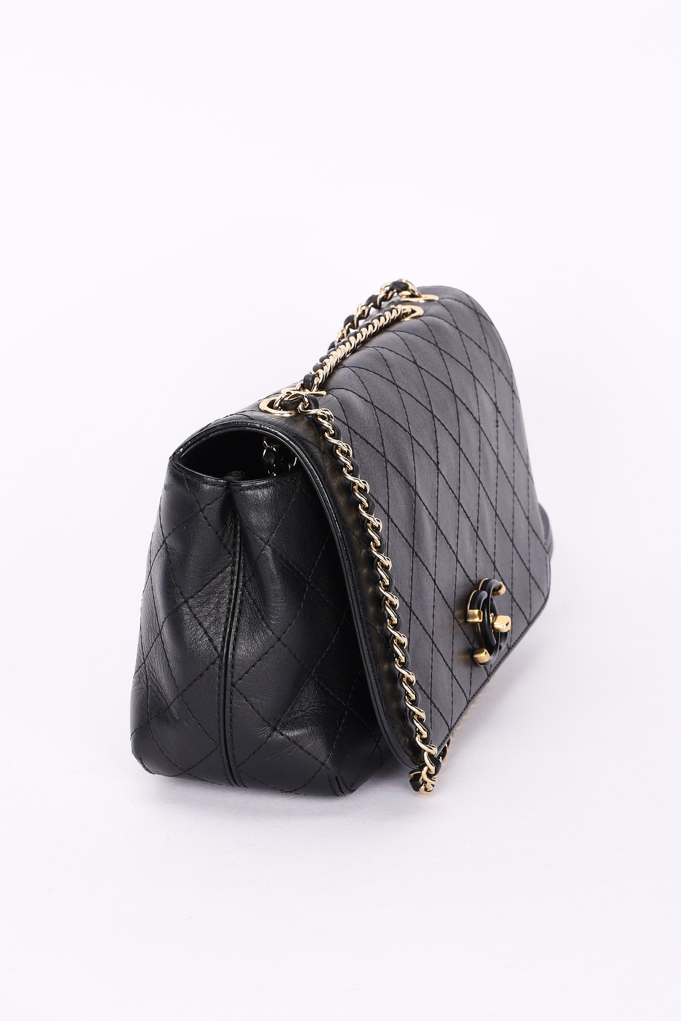 Chanel Single Flap Black Calfskin AGHW